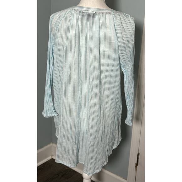 Lane Bryant 18/20 Shirt Women Blue White Gauzy Semi Sheer Cotton Button Up Top - Picture 4 of 7
